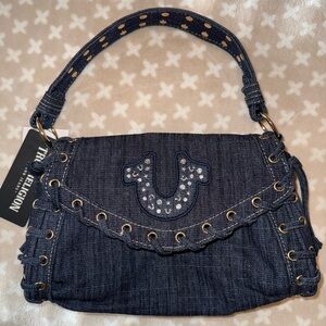 True Religion Dark Blue Denim Shoulder Bag